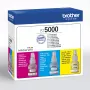 Rašalo kasečių rinkinys Brother BT-5000C suderinamas, 3 spalvų rinkinys (žalsvai mėlyna, rausvai raudona, geltona), 3 vnt., 48,8 ml, 5000 puslapių