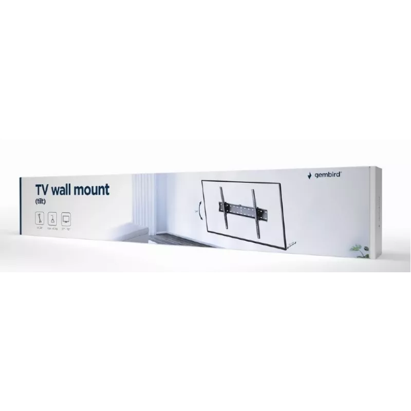 Sieninis TV laikiklis Gembird WM-70T-02 37–70 colių ekranams, 40 kg, VESA iki 600×400, pakreipimas ±12°, 5,3 cm atstumas nuo sienos