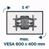 Sieninis televizoriaus laikiklis Gembird WM-75ST-01 32–75 colių ekranams, VESA 600x400, 45,5 kg, reguliuojamas atstumas 4,9–49,1 cm, pasvirimo kampas -5°–8°