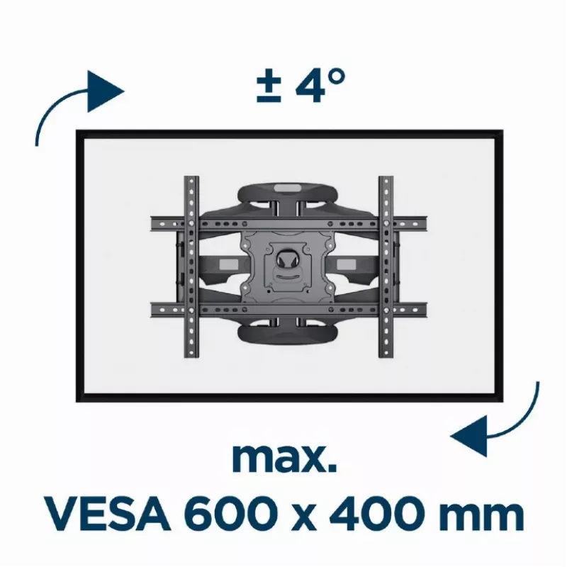 Sieninis televizoriaus laikiklis Gembird WM-75ST-01 32–75 colių ekranams, VESA 600x400, 45,5 kg, reguliuojamas atstumas 4,9–49,1 cm, pasvirimo kampas -5°–8°