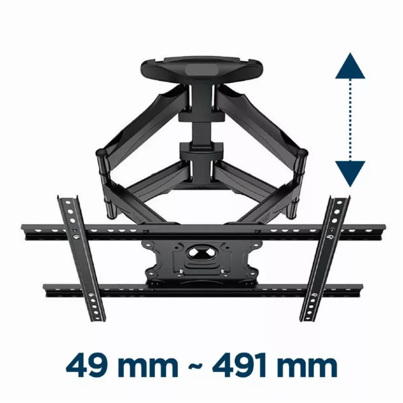 Sieninis televizoriaus laikiklis Gembird WM-75ST-01 32–75 colių ekranams, VESA 600x400, 45,5 kg, reguliuojamas atstumas 4,9–49,1 cm, pasvirimo kampas -5°–8°