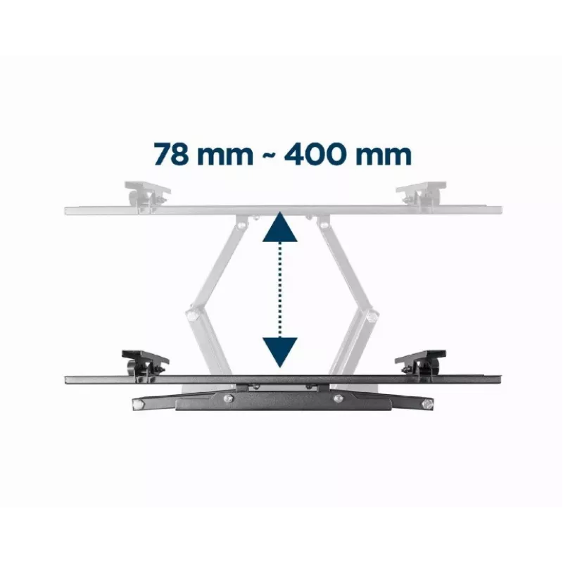 Sieninis TV laikiklis GEMBIRD WM-70ST-01 37–70 colių ekranams, pakreipimas 0° iki -20°, pasukimas ±60°, VESA 200×200–600×400, maks. 35 kg, juodas