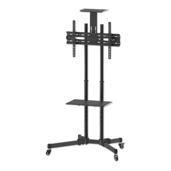 Grindų TV ir monitoriaus laikiklio vežimėlis MANHATTAN 461238, mobilus, juodas, aukštis 1803 mm, VESA 200x200–600x400, maks. 50 kg