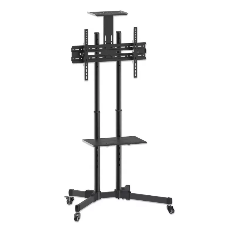 Grindų TV ir monitoriaus laikiklio vežimėlis MANHATTAN 461238, mobilus, juodas, aukštis 1803 mm, VESA 200x200–600x400, maks. 50 kg