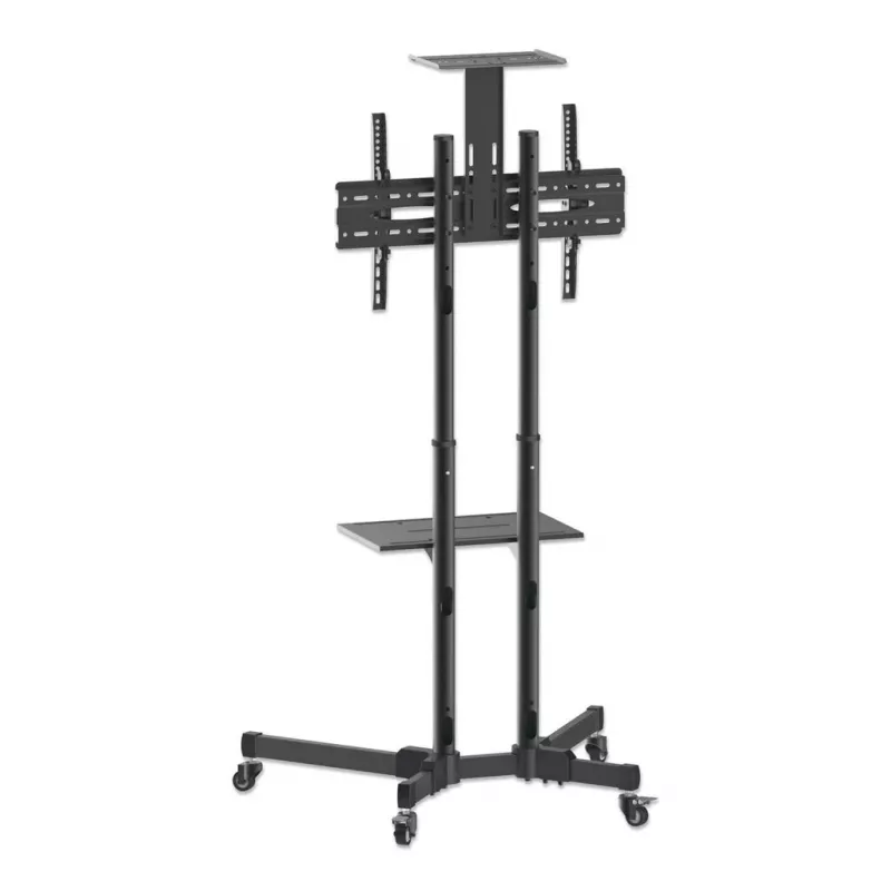 Grindų TV ir monitoriaus laikiklio vežimėlis MANHATTAN 461238, mobilus, juodas, aukštis 1803 mm, VESA 200x200–600x400, maks. 50 kg