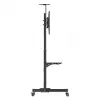 Grindų TV ir monitoriaus laikiklio vežimėlis MANHATTAN 461238, mobilus, juodas, aukštis 1803 mm, VESA 200x200–600x400, maks. 50 kg