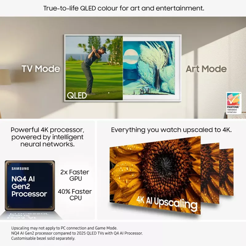 Televizorius Samsung QE65LS03FAUXXH 65 col. The Frame QLED 4K HDR Smart TV, 3840×2160, Tizen, 120Hz