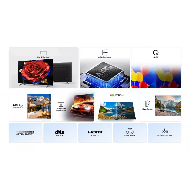 Televizorius TCL P79K 50 colių QLED 4K (127 cm) 3840 x 2160, Google TV, HDR10+, HDMI 2.1, 3xHDMI, Wi‑Fi, Bluetooth
