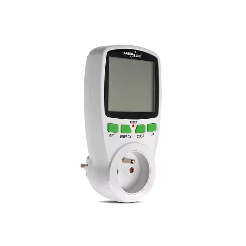 Vatmetras GreenBlue GB202 galios matuoklis 0–9999 W, 3600 W maks., 220–240 V, 16 A, LCD ekranas