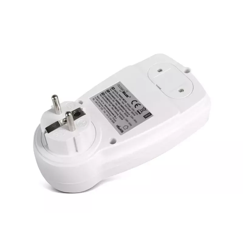 Vatmetras GreenBlue GB202 galios matuoklis 0–9999 W, 3600 W maks., 220–240 V, 16 A, LCD ekranas