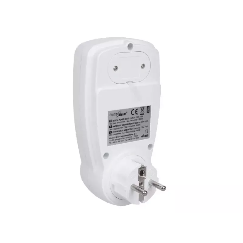 Vatmetras GreenBlue GB202 galios matuoklis 0–9999 W, 3600 W maks., 220–240 V, 16 A, LCD ekranas