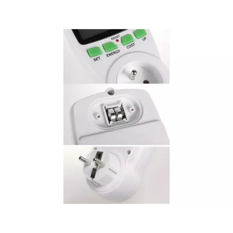 Vatmetras GreenBlue GB202 galios matuoklis 0–9999 W, 3600 W maks., 220–240 V, 16 A, LCD ekranas