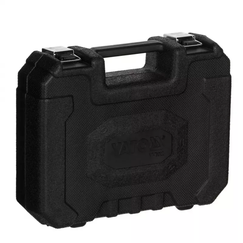 Analoginis manometras YATO YT-73022 0–20 bar, 75 mm ciferblatas, anglinis plienas, 0,5 m žarna, 4 žalvariniai adapteriai, nešiojimo dėklas