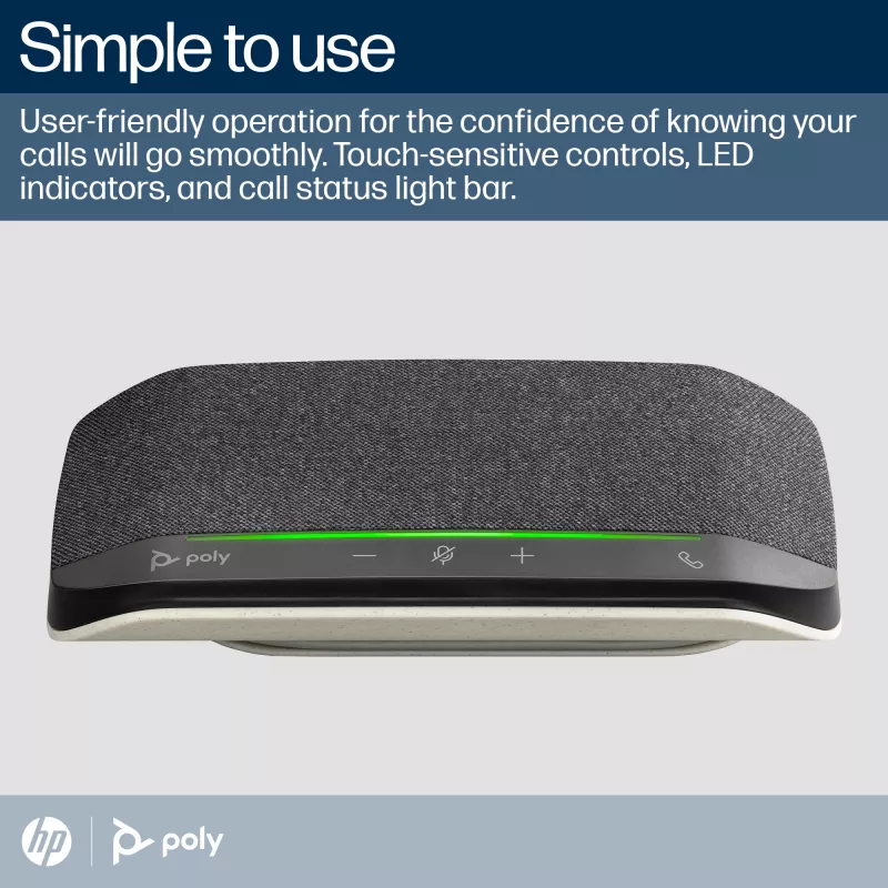 HP Poly Sync 10 garsiakalbis + USB-A į USB-C laidas, PC, juoda, 0,715 m, Windows 10, Windows 11, MacOS, 100–7800 Hz