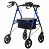 Reabilitacinis vaikštynas ActionMed CH100AM — lengvas aliuminis 4 ratų, reguliuojamas aukštis 700–937 mm, sėdynė 35×32 cm, maks. apkrova 136 kg, sulankstomas