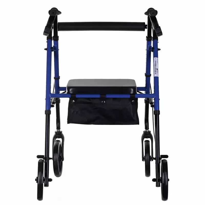 Reabilitacinis vaikštynas ActionMed CH100AM — lengvas aliuminis 4 ratų, reguliuojamas aukštis 700–937 mm, sėdynė 35×32 cm, maks. apkrova 136 kg, sulankstomas