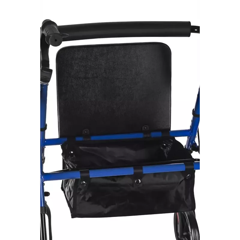 Reabilitacinis vaikštynas ActionMed CH100AM — lengvas aliuminis 4 ratų, reguliuojamas aukštis 700–937 mm, sėdynė 35×32 cm, maks. apkrova 136 kg, sulankstomas