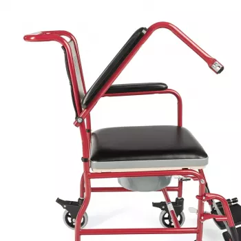 Tualetinis vežimėlis TIMAGO FS 692 sulankstomas, lengvas, su unitazo sėdyne, plieninis rėmas, 4 ratukai, 100 kg talpa