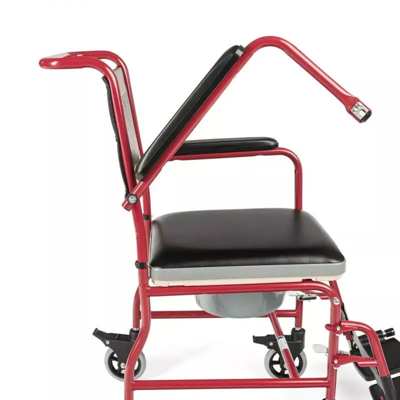 Tualetinis vežimėlis TIMAGO FS 692 sulankstomas, lengvas, su unitazo sėdyne, plieninis rėmas, 4 ratukai, 100 kg talpa