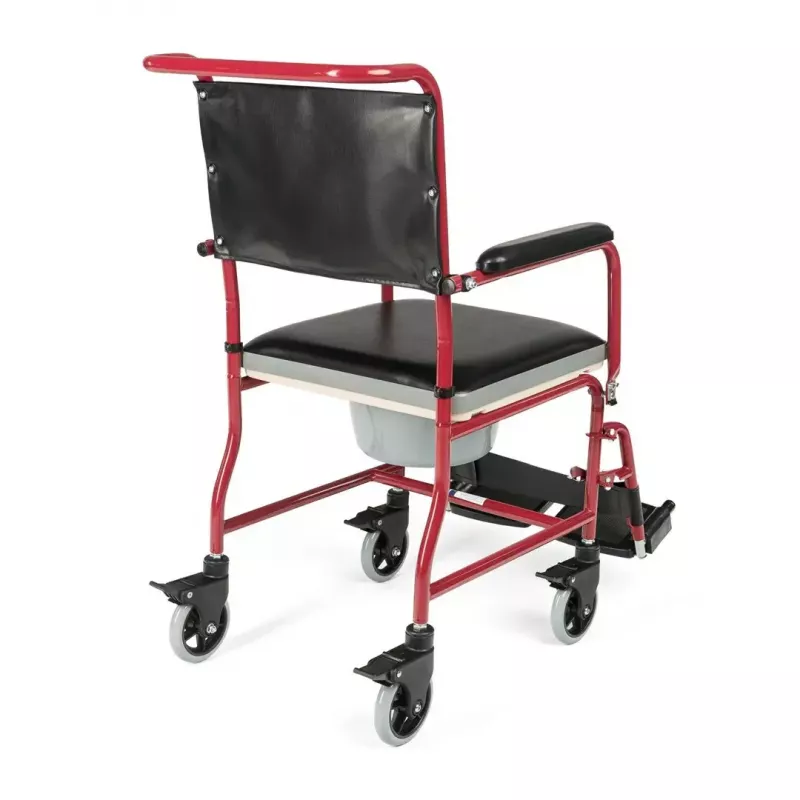 Tualetinis vežimėlis TIMAGO FS 692 sulankstomas, lengvas, su unitazo sėdyne, plieninis rėmas, 4 ratukai, 100 kg talpa