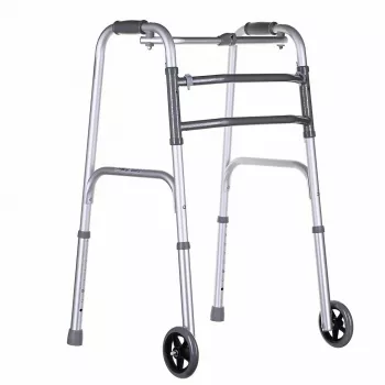 Vaikštynė VITEA CARE VCBP0031 aliuminė, reguliuojamas aukštis 82–100 cm, plotis 600 mm, maks. apkrova 110 kg, 12 cm ratukai