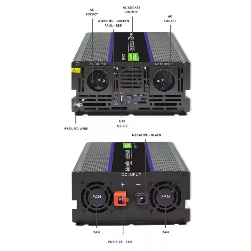 Įtampos keitiklis QOLTEC Monolith 6000 MS 12V į 230V 6000W