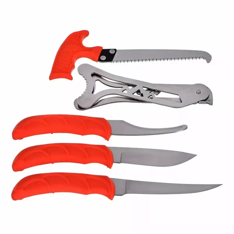 Stacionarių peilių medžioklės rinkinys Outdoor Edge Jaeger Pak 02OE069 su peiliu ir žvėrienos apdorojimo įrankiais
