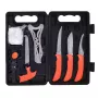 Stacionarių peilių medžioklės rinkinys Outdoor Edge Jaeger Pak 02OE069 su peiliu ir žvėrienos apdorojimo įrankiais