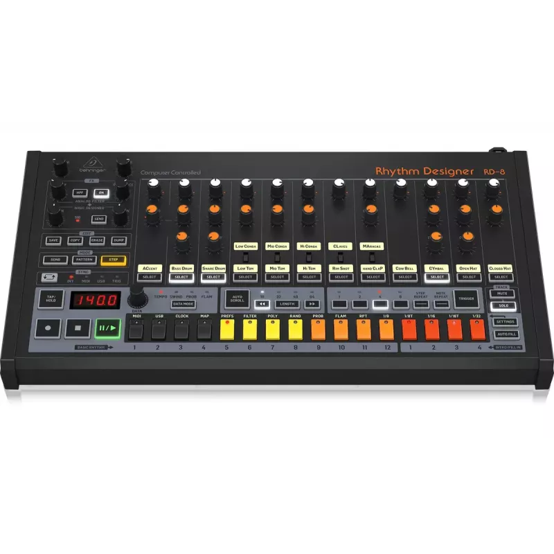 Ritmo ir būgnų mašina Behringer RD-8 MKII Kalibravimo diapazonas 10–15000 Hz