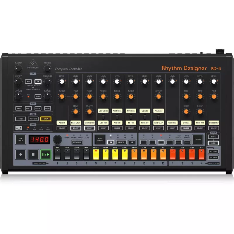 Ritmo ir būgnų mašina Behringer RD-8 MKII Kalibravimo diapazonas 10–15000 Hz