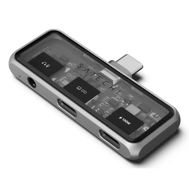 Nešiojamojo kompiuterio dokas Satechi ST-HXRAJM — USB 3.2 Gen 2 (Type-C), 100W PD, pilka