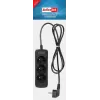 Maitinimo lizdas ActiveJet 3GNU-1.5M-C — 3 lizdai, 1,5 m kabelis, 230 V, 10 A, juodas