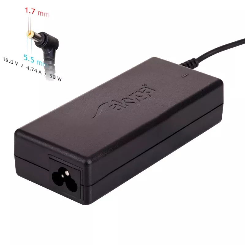 Nešiojamojo kompiuterio maitinimo adapteris Akyga AK-ND-12 90W 19V 4,74A AC-to-DC, 100–250V įvestis, juodas
