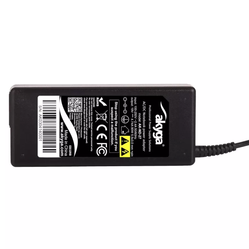 Maitinimo adapteris Akyga AK-ND-27 90 W 19 V 4,74 A AC-to-DC nešiojamojo kompiuterio įkroviklis, skirtas naudoti patalpose, juodas