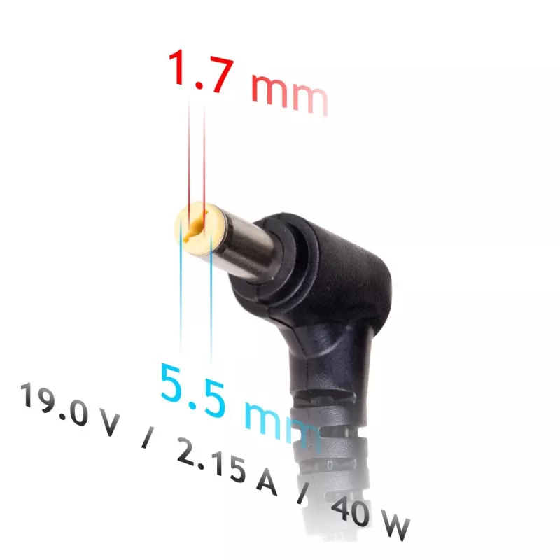 Akyga AK-ND-47 maitinimo adapteris Acer nešiojamiesiems kompiuteriams, 40 W, 19 V / 2,15 A, 5,5 x 1,7 mm