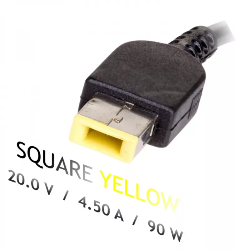 AKYGA nešiojamojo kompiuterio maitinimo adapteris – 20V/4,5A, 90W maitinimas ir plonas antgalis (taip pat žinomas kaip kvadratinis geltonas) kištukas