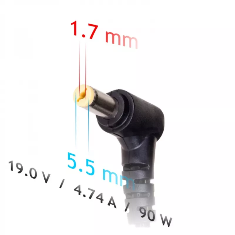 AKYGA nešiojamojo kompiuterio maitinimo adapteris – 19V/4,74A, 90W galia ir 5,5*1,7 mm kištukas
