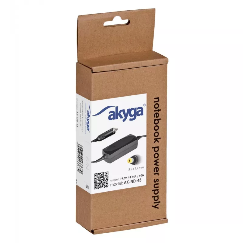 AKYGA nešiojamojo kompiuterio maitinimo adapteris – 19V/4,74A, 90W galia ir 5,5*1,7 mm kištukas