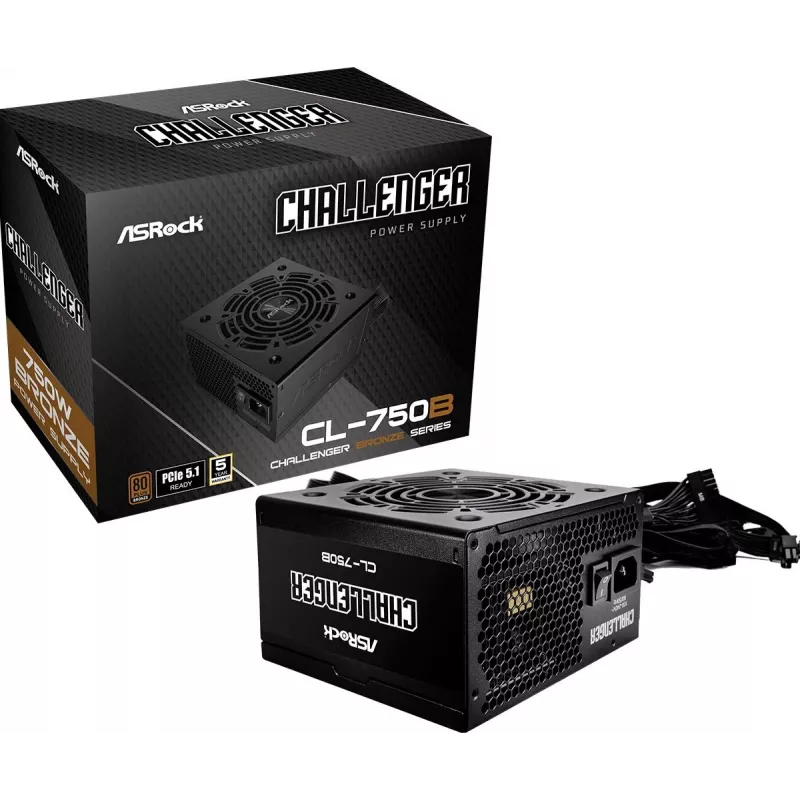 ASROCK maitinimo blokas Challenger Cl-750b 750w 80+ Bronze juodas ATX