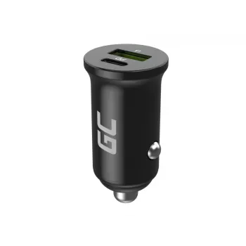 Automobilinis pakrovėjas Green Cell CADM-GC-38AC 38W, 1x USB-C (PD 3.0) + 1x USB-A, aliuminis korpusas, juodas
