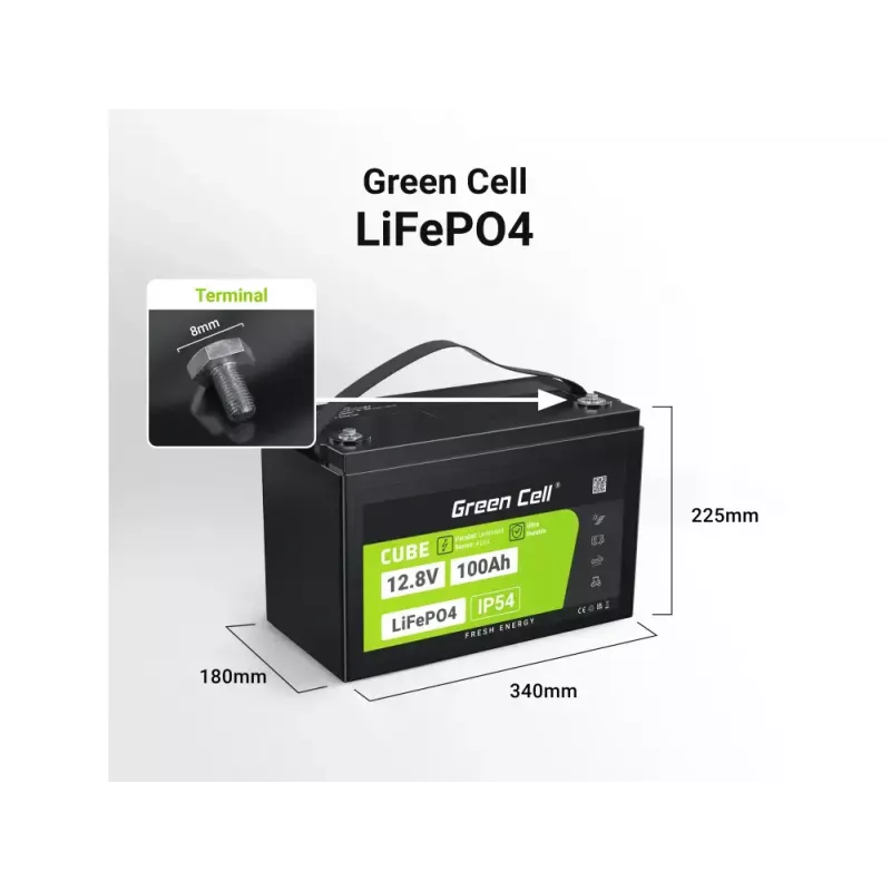 UPS baterija Green Cell LFPGC12V100AH ličio geležies fosfato 12,8V 100Ah