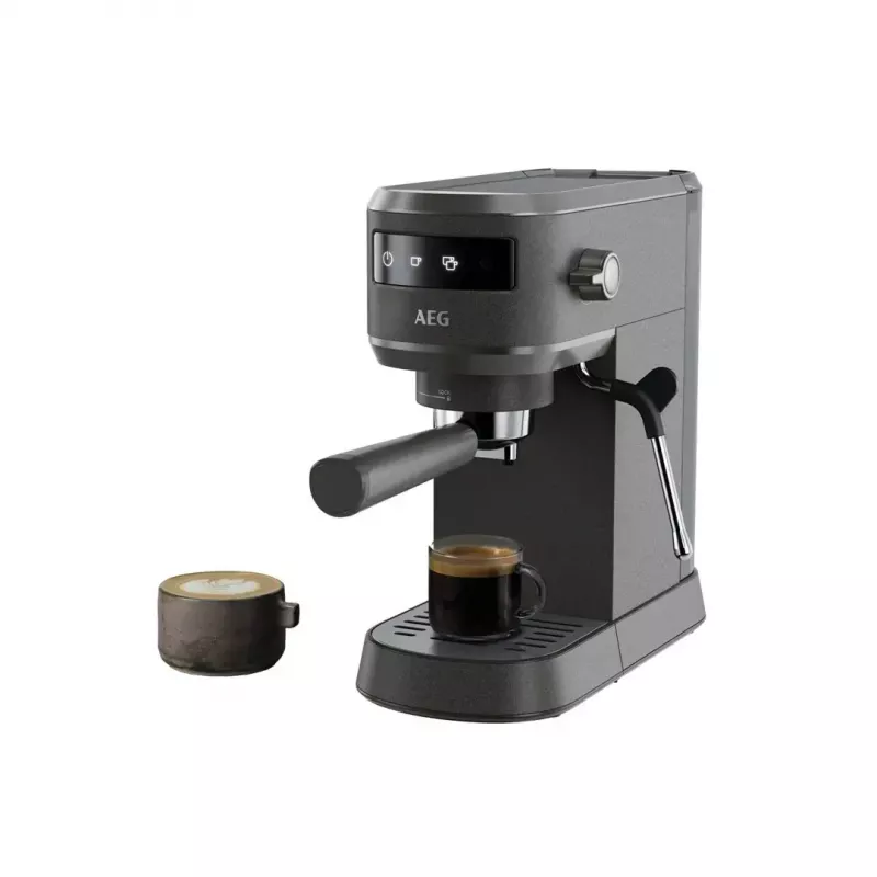 Espreso aparatas AEG EC6-1-6BST, rankinis ant stalviršio, 1,0 l vandens bakelis, 15 barų, pieno putotuvas, 1450 W, jutiklinis valdymas, juodas