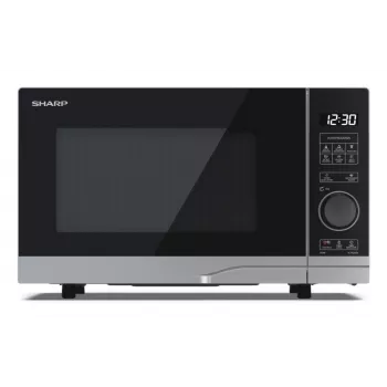 Solo mikrobangų krosnelė Sharp YC-PS204AE-S, 20 l, 800 W, LED jutiklinis valdymas, 10 galios lygių, sukamoji lėkštė 24,5 cm, sidabrinė