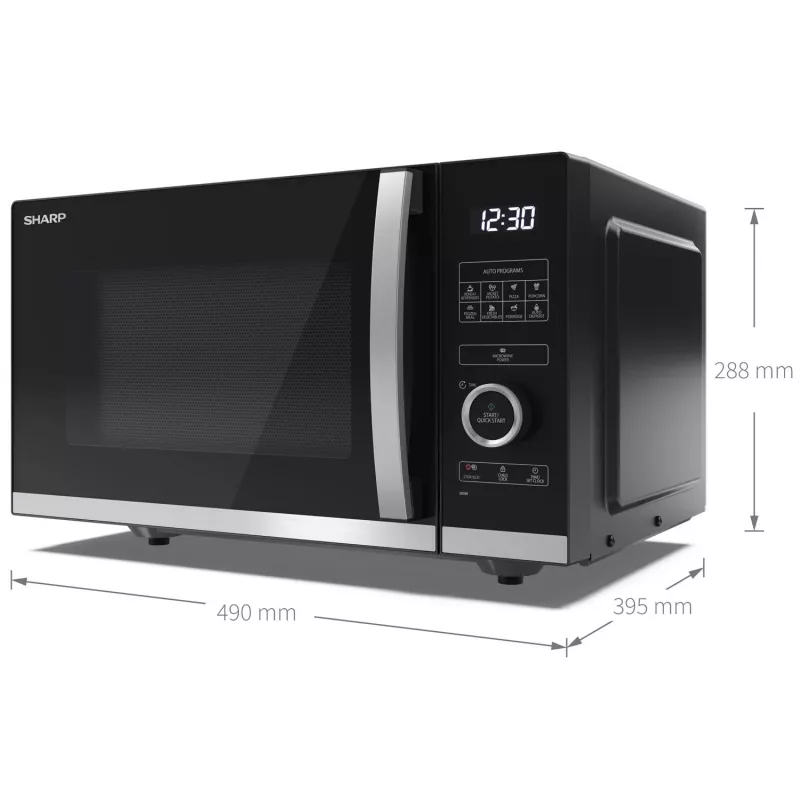 Sharp YC-QS254AE-B mikrobangų krosnelė Juoda, Nerūdijantis plienas Solo mikrobangų krosnelė Pastatoma 25 L 900 W
