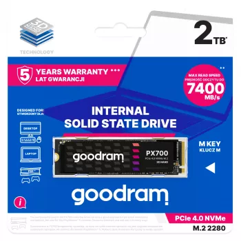 Goodram PX700 SSD SSDPR-PX700-02T-80 vidinis kietojo kūno diskas 2 TB M.2 PCI Express 4.0 NVMe 3D NAND