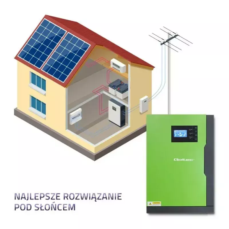 Saulės įkrovos valdiklis QOLTEC 53886 MPPT 100A 24V, skirtas 3,5 kW sistemoms