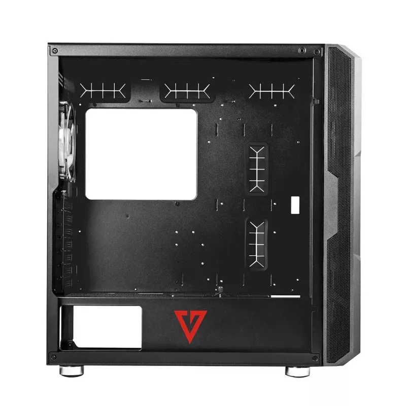 PC korpusas MODECOM AMIRANI ARGB Midi Tower, juodas, grūdintas stiklas, 2x200 mm priekiniai + 1x120 mm galinis ventiliatoriai, USB-A 2x, USB-C 1x, palaiko ATX/ITX, GPU iki 35 cm