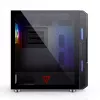 PC korpusas MODECOM AMIRANI ARGB Midi Tower, juodas, grūdintas stiklas, 2x200 mm priekiniai + 1x120 mm galinis ventiliatoriai, USB-A 2x, USB-C 1x, palaiko ATX/ITX, GPU iki 35 cm