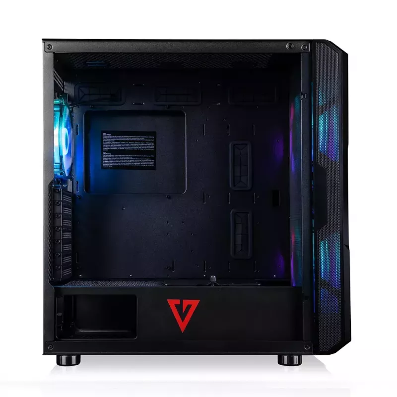 PC korpusas MODECOM AMIRANI ARGB Midi Tower, juodas, grūdintas stiklas, 2x200 mm priekiniai + 1x120 mm galinis ventiliatoriai, USB-A 2x, USB-C 1x, palaiko ATX/ITX, GPU iki 35 cm