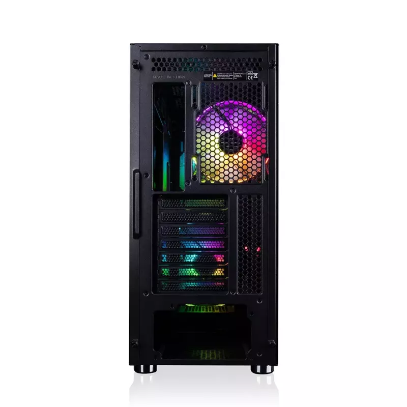 PC korpusas MODECOM AMIRANI ARGB Midi Tower, juodas, grūdintas stiklas, 2x200 mm priekiniai + 1x120 mm galinis ventiliatoriai, USB-A 2x, USB-C 1x, palaiko ATX/ITX, GPU iki 35 cm